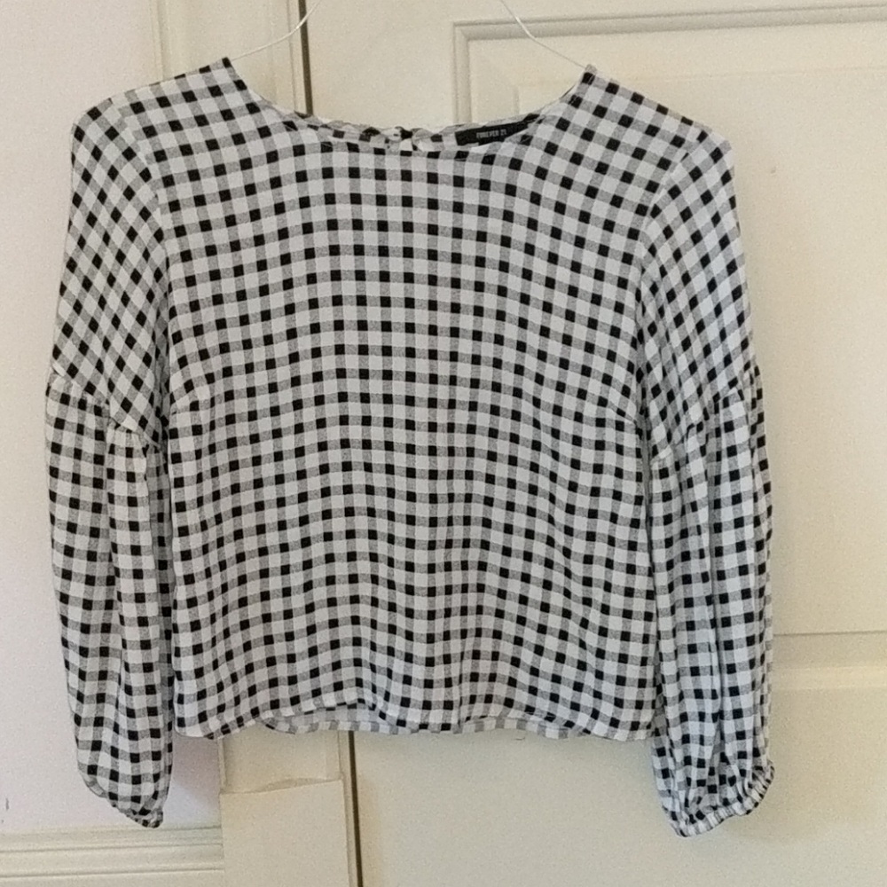 Black and white checkerboard blouse
